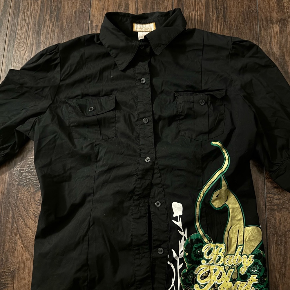 Baby Phat Black Button-Up Shirt